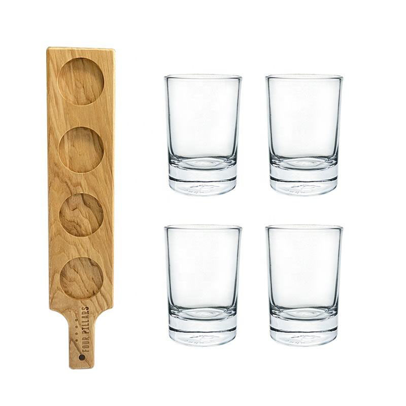 3.7oz 110ml Shot Drinking Glasses with Wooden Tray